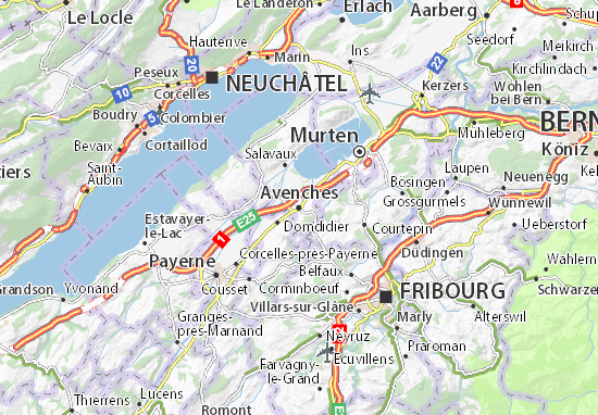 Karte, Stadtplan Avenches - ViaMichelin